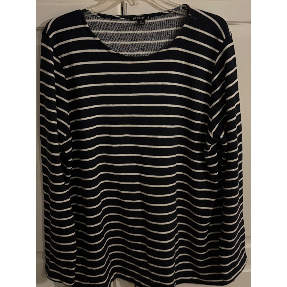 J Crew Mercantile Womens‎ Striped Long Sleeve Top XL Navy White Casual Comfort